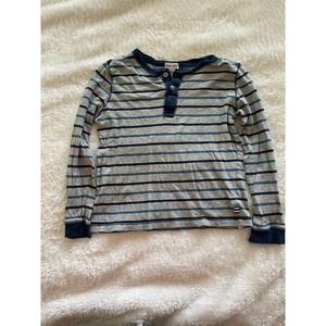 Handsome Boy's Splendid Long Sleeve Blue and Gray Striped Henley Pullover